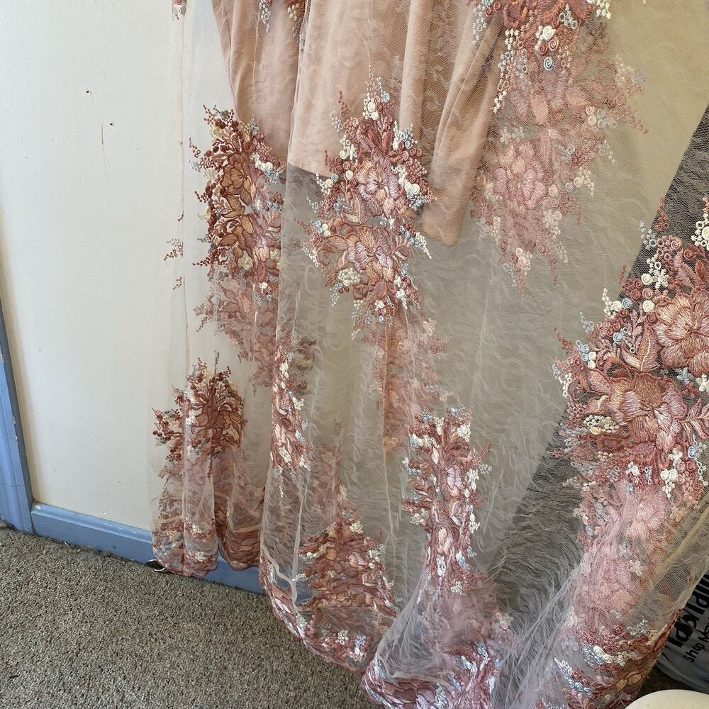 Altar'd State Maxi Dress M Sheer Pink Lace Floral Fairy Cottagecore Formal Party - Picture 9 of 11